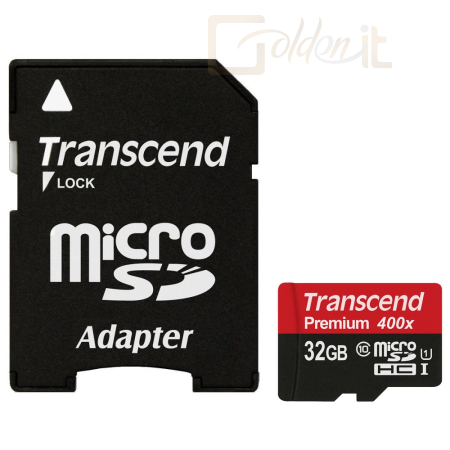 Transcend 32GB MicroSDHC Class10 UHS-I + Adapter - Memóriakártya