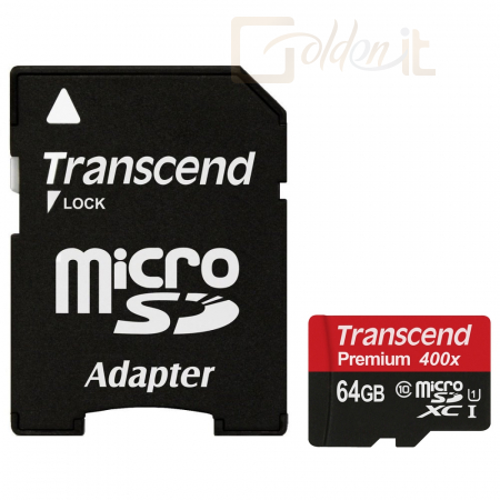 Transcend 64GB MicroSDXC Class10 UHS-I + Adapter - Memóriakártya
