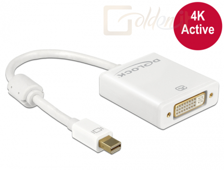 DeLock miniDisplayport 1.2-dugós csatlakozó > DVI-csatlakozóhüvely 4K aktív adapter Whiter