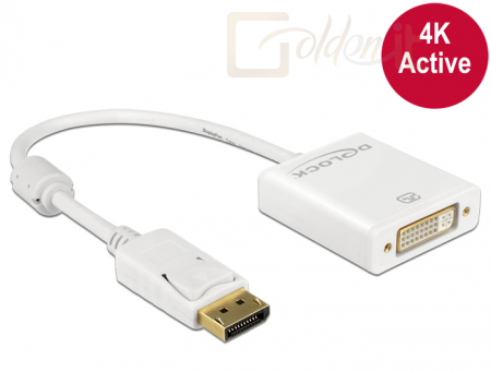 DeLock Displayport 1.2-dugós csatlakozó > DVI-csatlakozóhüvely 4K aktív adapter White